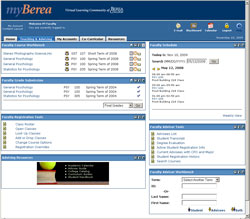 myBerea Faculty - Teaching & Advising Tab